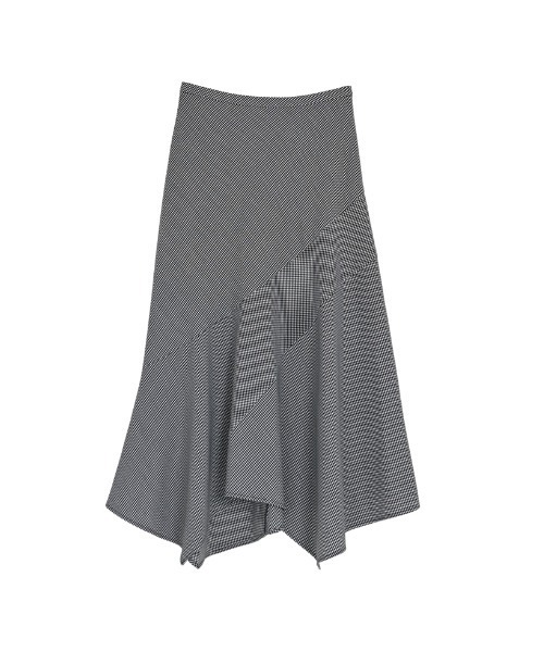 Re:EDIT（リエディ）の「[2026S/S COLLECTION][低身長サイズ有]ギンガムチェックアシンメトリーヘムスカート（スカート・レディース・ブラック/ブラウン・SHORT/MEDIUM/LARGE）」の14枚目の写真