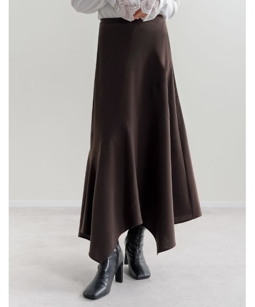 Re:EDIT（リエディ）の「[2026S/S COLLECTION][低身長サイズ有]ギンガムチェックアシンメトリーヘムスカート（スカート・レディース・ブラック/ブラウン・SHORT/MEDIUM/LARGE）」の22枚目の写真