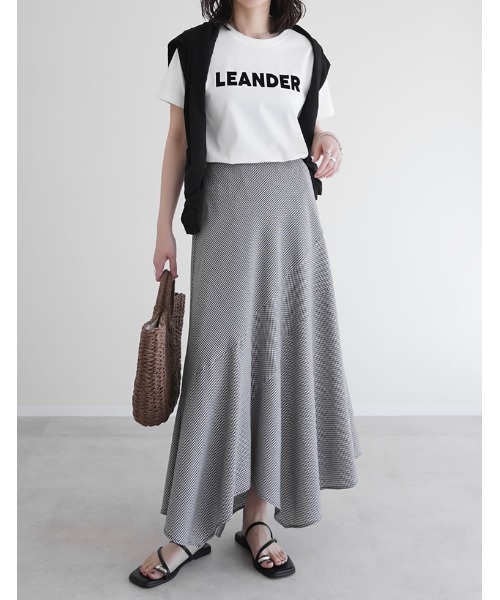 Re:EDIT（リエディ）の「[2026S/S COLLECTION][低身長サイズ有]ギンガムチェックアシンメトリーヘムスカート（スカート・レディース・ブラック/ブラウン・SHORT/MEDIUM/LARGE）」の18枚目の写真