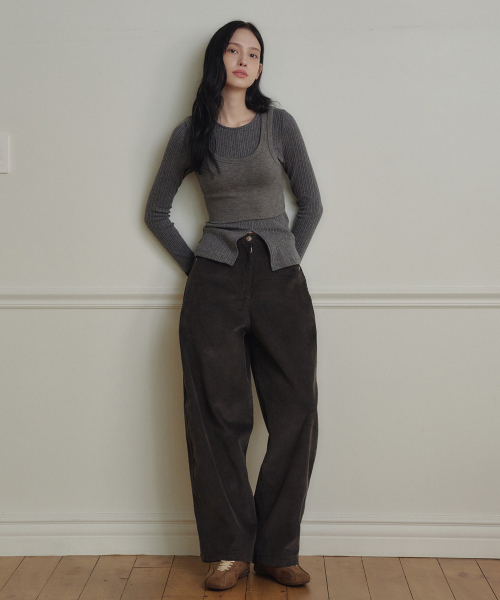 MARROT(マロット)の「カーブドコーデュロイパンツ_チャコール(その他パンツ・レディース・チャコール・MEDIUM/SMALL)」の2枚目の写真