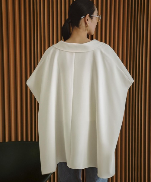 ELFRANK(エルフランク)の「【2026SS】ポンチョフォルム オーバーサイズ ジレ ベスト ケープ ハーフスリーブジャケット《着用動画あり》(テーラードジャケット・レディース・モカ/オフホワイト・FREE)」の16枚目の写真