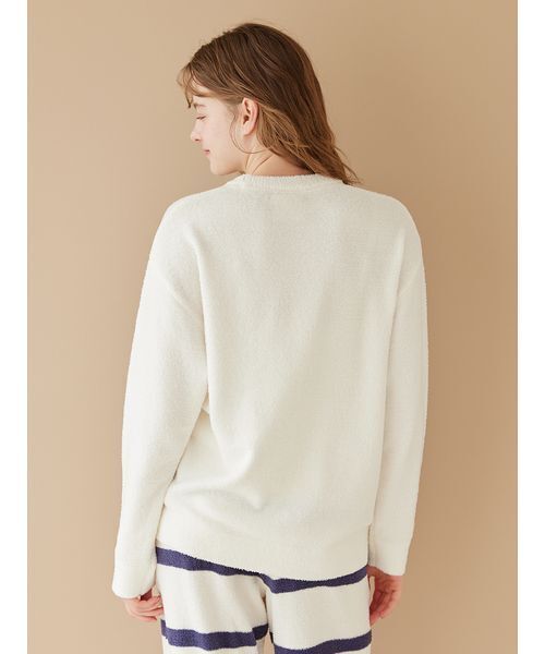 gelato pique(ジェラートピケ)の「【ONLINE限定】【UNISEX】エアリーモコプレイフルDOGジャガードプルオーバー&ボーダーロングパンツセット(ルームウェア/パジャマ・レディース・オフホワイト/ブルー/ネイビー・S-M/M-L)」の7枚目の写真