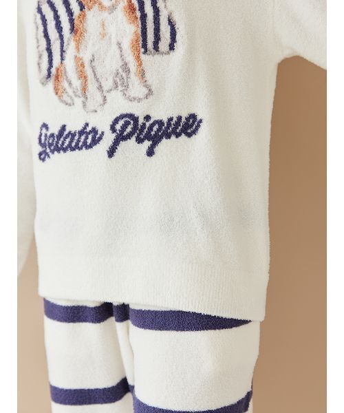 gelato pique(ジェラートピケ)の「【ONLINE限定】【UNISEX】エアリーモコプレイフルDOGジャガードプルオーバー&ボーダーロングパンツセット(ルームウェア/パジャマ・レディース・オフホワイト/ブルー/ネイビー・S-M/M-L)」の11枚目の写真