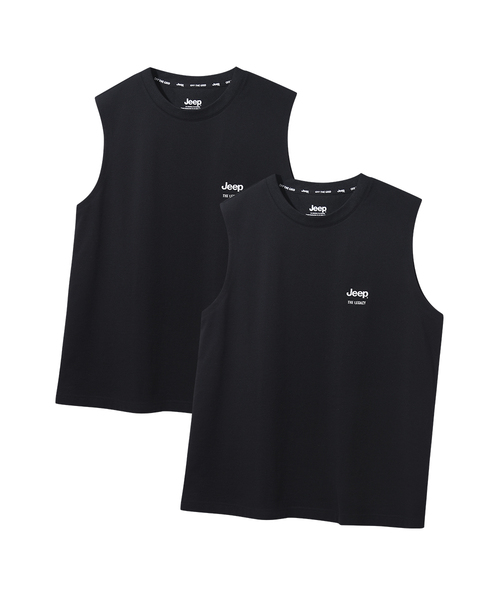 JEEP（ジープ）の「[2PACK] 190g シングル ザ レガシー 袖なしTシャツ (JR5TSU053BK)（Tシャツ/カットソー・レディース・ホワイト/ブラック・3XL/2XL/X-LARGE/LARGE/MEDIUM/SMALL）」の2枚目の写真
