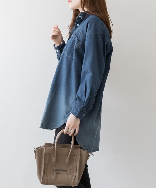 aity(アイティ)の「M-5L オーバーサイズ ロングスリーブデニムシャツ(シャツ/ブラウス・レディース・ワンウォッシュ/ネイビー・M~L/4L~5L/LL~3L)」の19枚目の写真