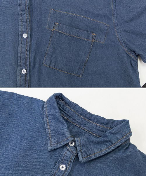 aity(アイティ)の「M-5L オーバーサイズ ロングスリーブデニムシャツ(シャツ/ブラウス・レディース・ワンウォッシュ/ネイビー・M~L/4L~5L/LL~3L)」の4枚目の写真