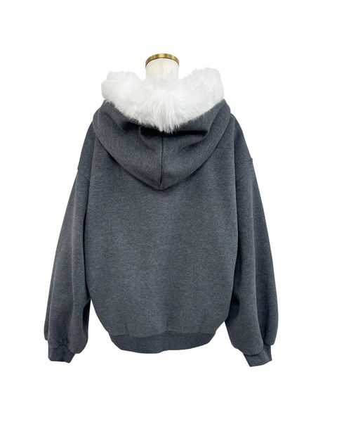 Rose Muse（ロゼミューズ）の「Fur trimming zip set up（スウェット・レディース・チャコールグレー・MEDIUM/SMALL）」の4枚目の写真