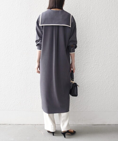 SHIPS any:〈洗濯機可能〉セーラーカラー 配色 ジップ ワンピース