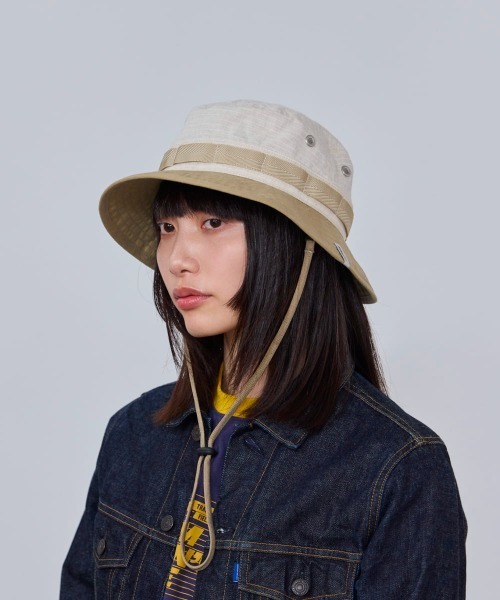 OVERRIDE(オーバーライド)の「OVERRIDE C/HEMP RIPSTOP BOONIE SG / オーバーライド(ハット・レディース・オレンジ/ブラック/ベージュ・58cm)」の2枚目の写真