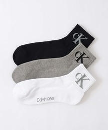 【3足セット】Calvin Klein メンズ レディース 抗菌防臭 足底パイル ビッグロゴ ショートソックス 92572506