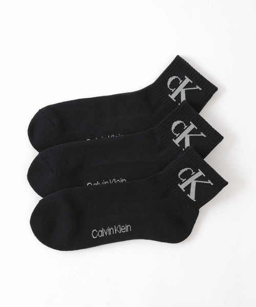Calvin Klein(カルバン・クライン)の「【3足セット】Calvin Klein メンズ レディース 抗菌防臭 足底パイル ビッグロゴ ショートソックス 92572506(ソックス/靴下・レディース・ブラック/その他1・L/M/S)」の2枚目の写真