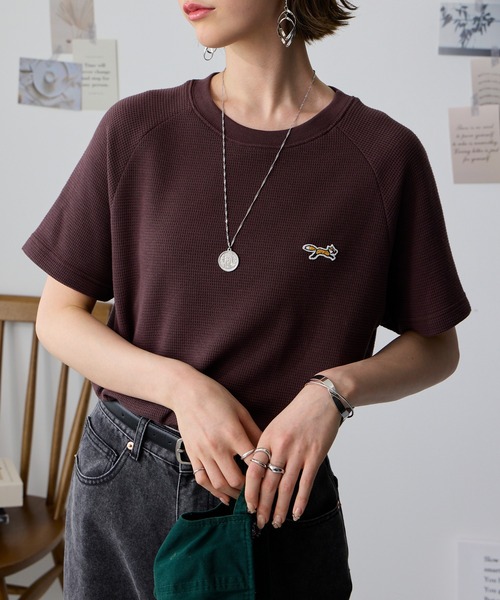 新品 Thee Trio 刺繍入り 七分袖 ラグランカットソー ブラック PENNEYS/ペニーズ 別注 THE FOX ワンポイント刺繍 ラグランスリーブ