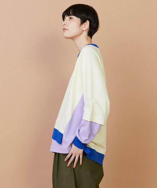 FRAPBOIS（フラボア）の「レイヤーリブ カットソー（Tシャツ/カットソー・レディース・ネイビー/アイボリー・1/2）」の3枚目の写真