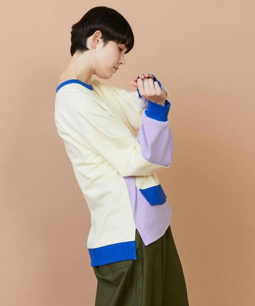 FRAPBOIS（フラボア）の「レイヤーリブ カットソー（Tシャツ/カットソー・レディース・ネイビー/アイボリー・1/2）」の5枚目の写真