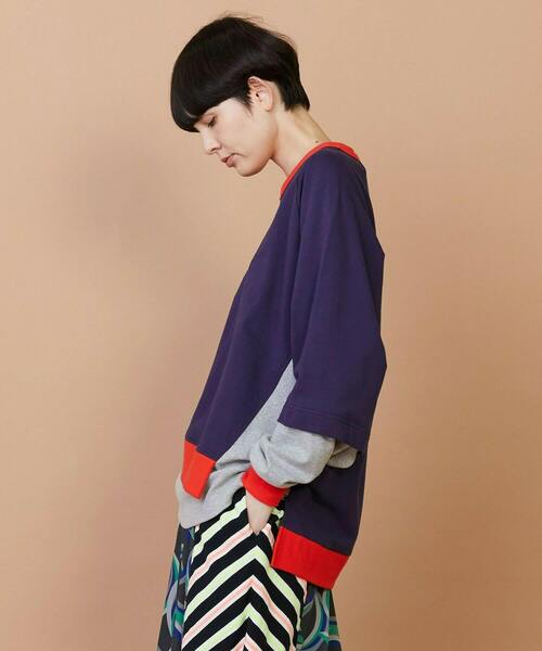 FRAPBOIS（フラボア）の「レイヤーリブ カットソー（Tシャツ/カットソー・レディース・ネイビー/アイボリー・1/2）」の14枚目の写真