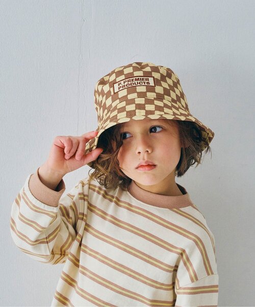 p.premier（ピードットプルミエ）の「総柄ハット（ハット・キッズ・ブルー/レッド/グリーン/キャメル・56/54/52/50）」の3枚目の写真