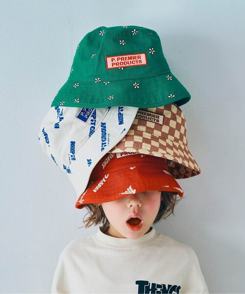 p.premier（ピードットプルミエ）の「総柄ハット（ハット・キッズ・ブルー/レッド/グリーン/キャメル・56/54/52/50）」の9枚目の写真