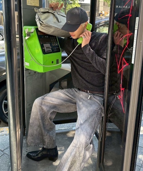 Never mind the XU（ネバーマインドザエックスユー）の「【Never mind the XU】3D print curve denim pants / 【ネバーマインド ザ エックスユー】3Dプリントカーブデニムパンツ（デニムパンツ・メンズ・ブラック・L）」の5枚目の写真