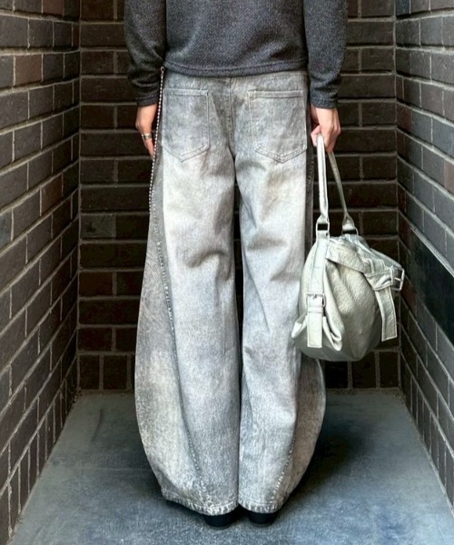 Never mind the XU（ネバーマインドザエックスユー）の「【Never mind the XU】3D print curve denim pants / 【ネバーマインド ザ エックスユー】3Dプリントカーブデニムパンツ（デニムパンツ・メンズ・ブラック・L）」の11枚目の写真