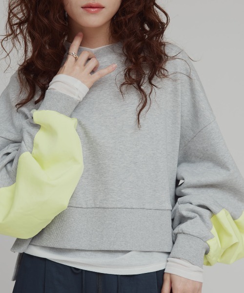 W:Huku（フーク）の「アームパッチ スウェット プルオーバー / Arm Patch Sweatshirt Pullover（スウェット・レディース・ブラック/杢グレー/オフホワイト・FREE）」の21枚目の写真