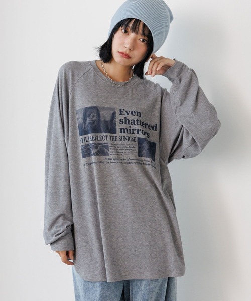 PBLIM(ページボーイリム)の「《UNISEX》シアーフォトリブトップス(Tシャツ/カットソー・レディース・グレー/ベージュ・FREE)」の1枚目の写真