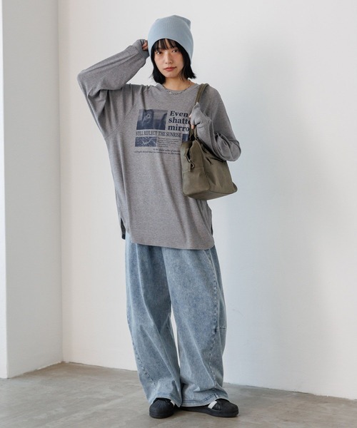 PBLIM(ページボーイリム)の「《UNISEX》シアーフォトリブトップス(Tシャツ/カットソー・レディース・グレー/ベージュ・FREE)」の10枚目の写真