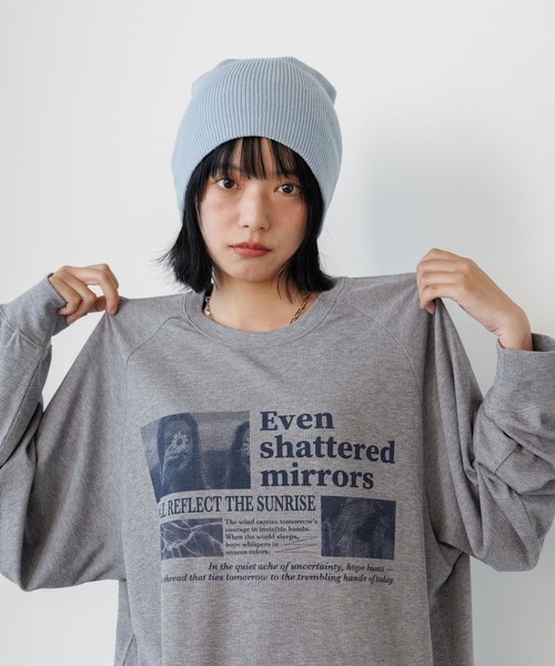 PBLIM(ページボーイリム)の「《UNISEX》シアーフォトリブトップス(Tシャツ/カットソー・レディース・グレー/ベージュ・FREE)」の3枚目の写真