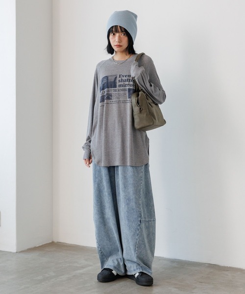 PBLIM(ページボーイリム)の「《UNISEX》シアーフォトリブトップス(Tシャツ/カットソー・レディース・グレー/ベージュ・FREE)」の9枚目の写真