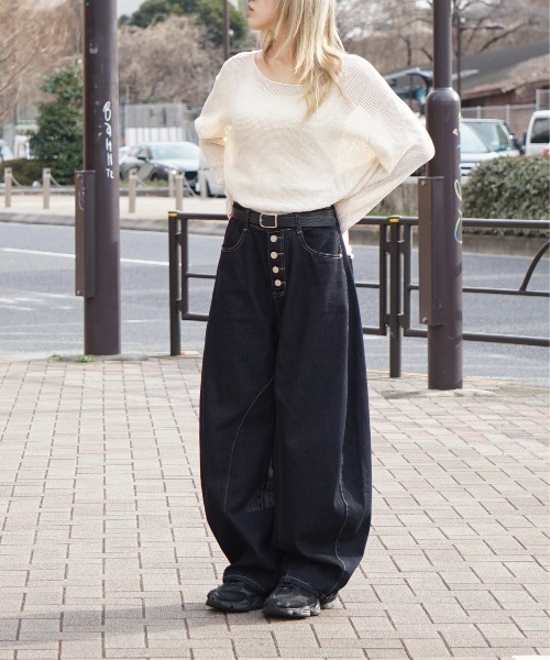 Jayne K(ジェーンケー)の「【Jayne K/ジェーン ケー】ボタンフライデニムカーブパンツ(デニムパンツ・レディース・ブラック・MEDIUM/X-LARGE/LARGE)」の14枚目の写真
