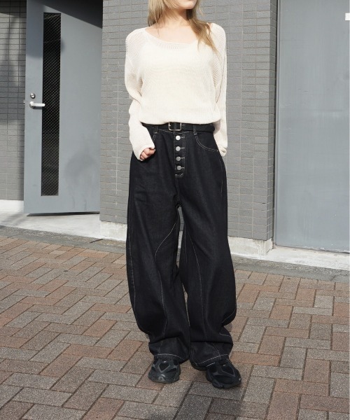Jayne K(ジェーンケー)の「【Jayne K/ジェーン ケー】ボタンフライデニムカーブパンツ(デニムパンツ・レディース・ブラック・MEDIUM/X-LARGE/LARGE)」の15枚目の写真