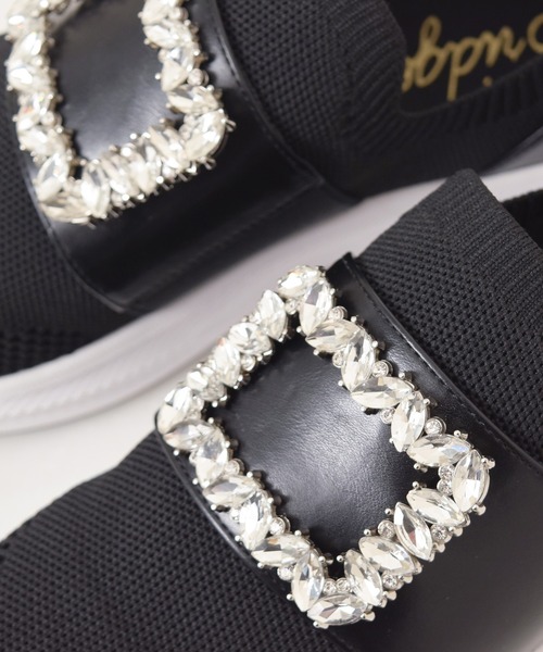 Bridget Birkin(ブリジットバーキン)の「【Bridget Birkin】ビジューバックルニットスニーカー(565013)(スニーカー・レディース・ホワイト/ライトグレー/ブラック・S/LL/M/L)」の10枚目の写真