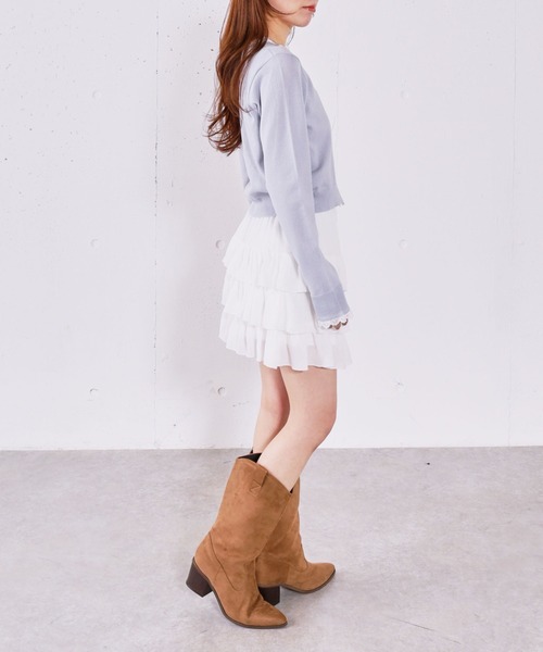 archives（アルシーヴ）の「レースレイヤードニットカーディガン（ニット/セーター・レディース・ピンク/ブルー/チャコールグレー/アイボリー・MEDIUM）」の17枚目の写真