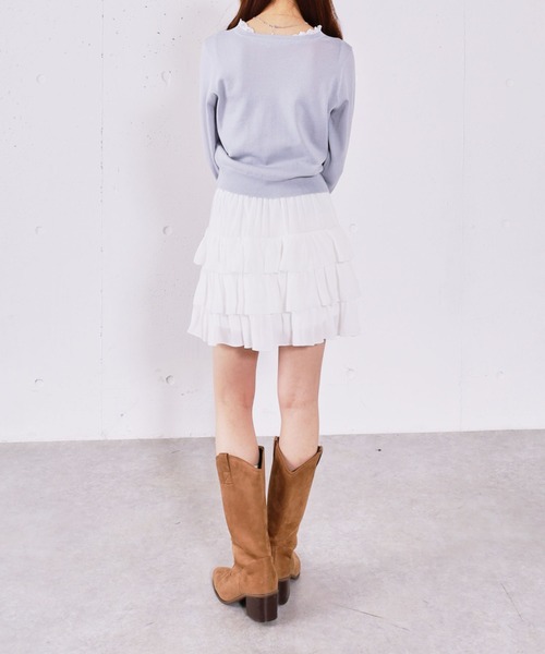 archives（アルシーヴ）の「レースレイヤードニットカーディガン（ニット/セーター・レディース・ピンク/ブルー/チャコールグレー/アイボリー・MEDIUM）」の18枚目の写真