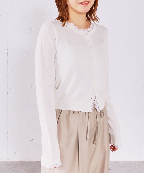 archives（アルシーヴ）の「レースレイヤードニットカーディガン（ニット/セーター・レディース・ピンク/ブルー/チャコールグレー/アイボリー・MEDIUM）」の21枚目の写真