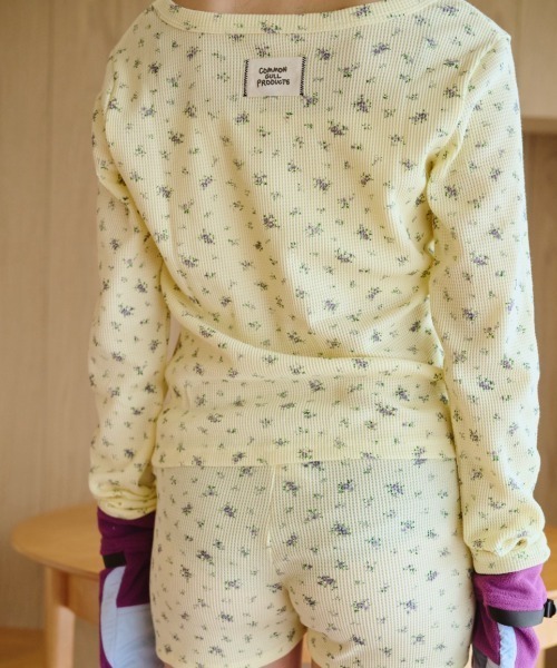 common gull products.（コモンガルプロダクツ）の「小さなお花畑のワッフルTEE、芽心（Tシャツ/カットソー・レディース・ネイビー/ライトブルー/ホワイト系/イエロー系・SMALL/MEDIUM/LARGE）」の21枚目の写真