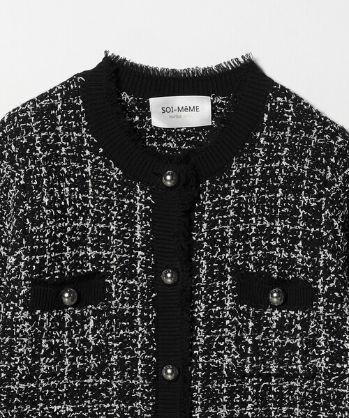 Marilyn Moon（マリリンムーン）の「＜Marilyn Moon＞ツイードライク ニット ジャケット（ニット/セーター・レディース・ホワイト/ブラック・FREE）」の4枚目の写真