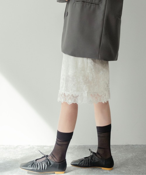 on:nue（オンニュ）の「【on:nue】[着用動画あり！] ベルベットレーススカート（スカート・レディース・アイボリー/ブラック・FREE）」の17枚目の写真