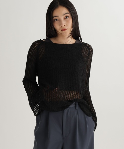 studio CLIP（スタディオクリップ）の「【daily CLIP】MIXチリチリラグランプルオーバー（ニット/セーター・レディース・イエロー/オフホワイト/ブラック・FREE）」の2枚目の写真