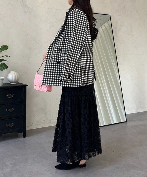 prose verse（プロズヴェール）の「3Dフラワーティアードスカート（スカート・レディース・ブラック/オフホワイト・MEDIUM/LARGE）」の6枚目の写真