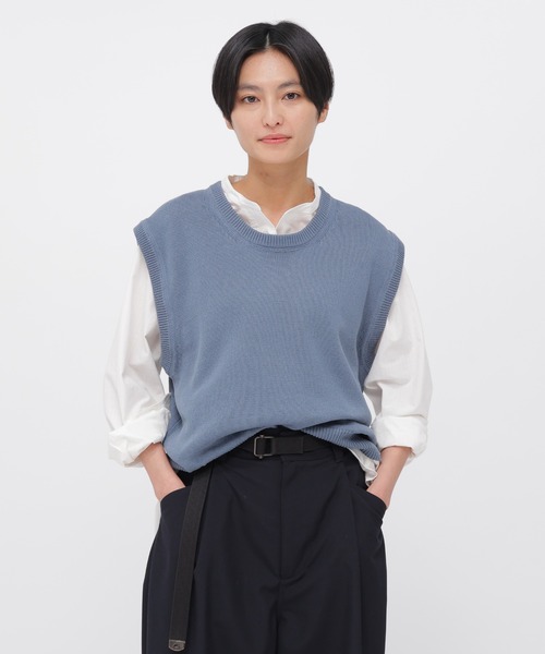MHL.（エムエイチエル）の「BELGIAN LINEN COTTON（ニット/セーター・レディース・ブルー/ナチュラル・2）」の2枚目の写真
