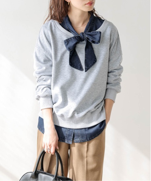 AMELY(エミリー)の「ボウタイ デニムシャツ(シャツ/ブラウス・レディース・ネイビー/ブルー・フリー)」の2枚目の写真