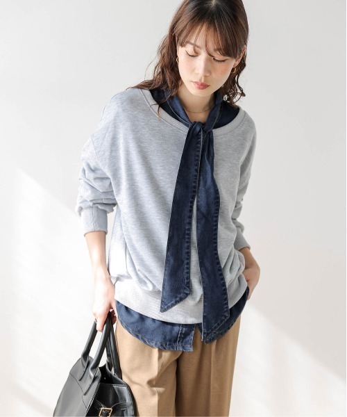 AMELY(エミリー)の「ボウタイ デニムシャツ(シャツ/ブラウス・レディース・ネイビー/ブルー・フリー)」の12枚目の写真