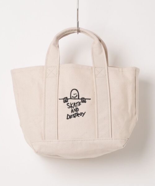 THRASHER（スラッシャー）の「LUNCH TOTE BAG/THRASHER スラッシャー コットンキャンバス GONZ刺繍 ミニトート ランチバッグ お弁当 ナチュラル サブバッグ 通学 通勤 ユニセックス（トートバッグ・メンズ・ホワイト×ブラック/ホワイト系その他・FREE）」の2枚目の写真