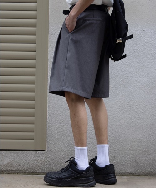 link lot（リンクロット）の「2タックハーフスラックス（スラックス・メンズ・ブラック/グレー・L/M）」の4枚目の写真