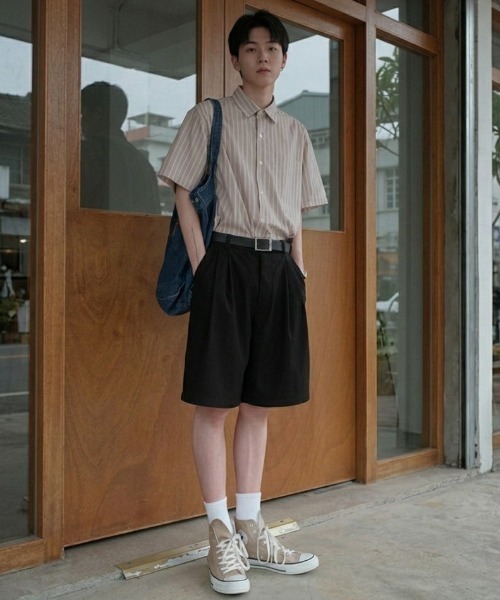 link lot（リンクロット）の「2タックハーフスラックス（スラックス・メンズ・ブラック/グレー・L/M）」の8枚目の写真