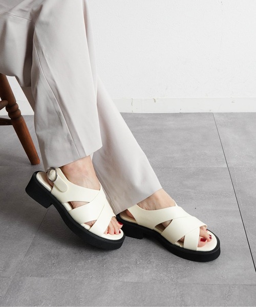 Fabby fabby(ファビィーファビィー)の「ワイドクロスバックストラップサンダル(サンダル・レディース・ブラック/オフホワイト/ブルー・SMALL/MEDIUM/LARGE)」の12枚目の写真