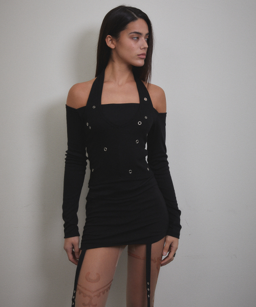 VOONT(ブント)の「Eyelet Halter Long Sleeve (BLACK)(Tシャツ/カットソー・レディース・ブラック・OS)」の11枚目の写真