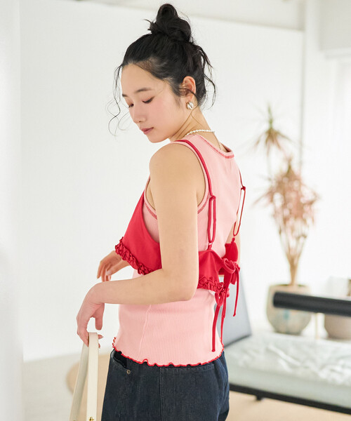 FREAK'S STORE（フリークスストア）の「FRUIT OF THE LOOM × FREAK'S STORE/フルーツオブザルーム 別注 天竺ビスチェ（キャミソール・レディース・ブラック/チャコール/レッド・ﾌﾘ-）」の20枚目の写真