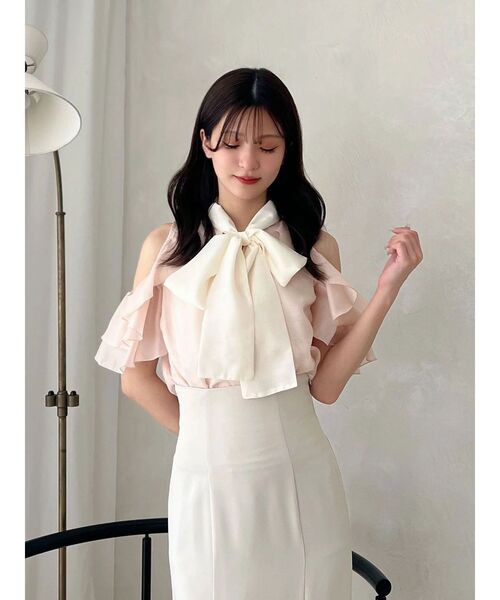 MERCURYDUO（マーキュリーデュオ）の「アメスリラッフルボウタイブラウス（シャツ/ブラウス・レディース・ライトブルー/オフホワイト/ピンク・FREE）」の13枚目の写真