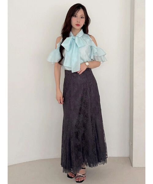 MERCURYDUO（マーキュリーデュオ）の「アメスリラッフルボウタイブラウス（シャツ/ブラウス・レディース・ライトブルー/オフホワイト/ピンク・FREE）」の20枚目の写真